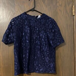 H&M Navy Lace Short Sleeve Women's Top